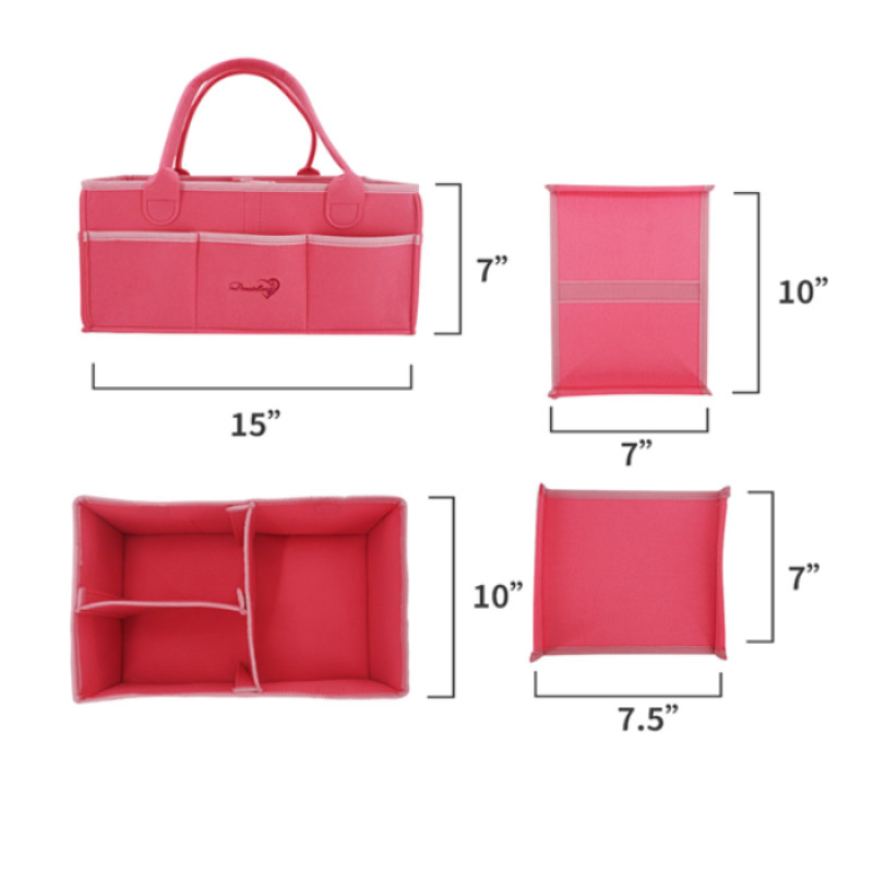 PINK Baby Diaper Caddy Organizer Nursery use Foldable Lightweight Portable Storage Baby Shower Gift Travel Tote Car